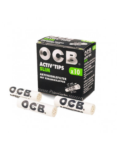 Filtry węglowe OCB Slim Aktiv Tips 10 szt.