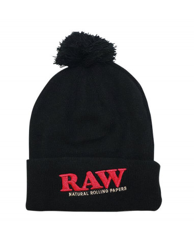 Winter hat RAW Pompom Knit Hat BLACK