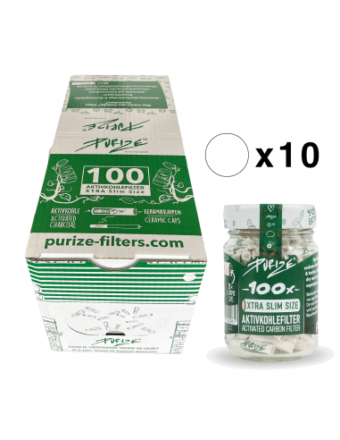 Carbon filters Purize XTRA Slim BOX 10 x 100 pcs. WHITE