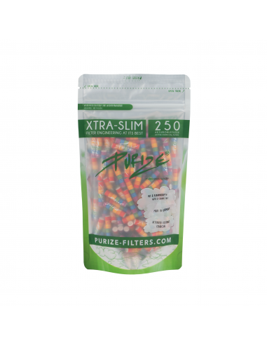 Filtry węglowe Purize XTRA Slim Rainbow 250 szt.