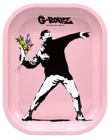 Tray for rolling G-Rollz Banksy Flower Thrower Pink 18 x 14 cm