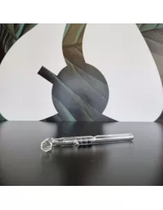 Szklana lufka z czarnymi kulkami długość 12 cm zakrzywiona 2