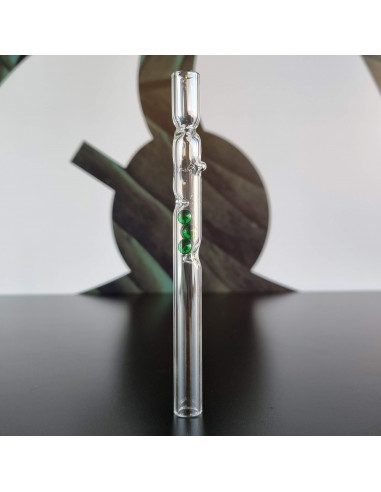 Lufka szklana z zielonymi kulkami długość 12 cm