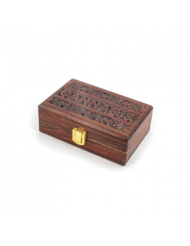 Drewniane pudełko na susz - Rolling Box 15x10x6 cm Cannabis