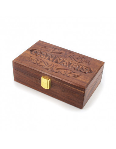 Pudełko na susz - Drewniany Rolling Box 20 x 13 x 6 cm Cannabis