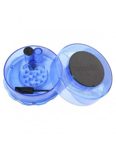 GrinderVac - Odorless storage box with a grinder, capacity 10 g blue tint