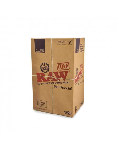 RAW Pre-Rolled Cone 98 Special - gotowe skręcone bibułki + filtry 1400 szt.