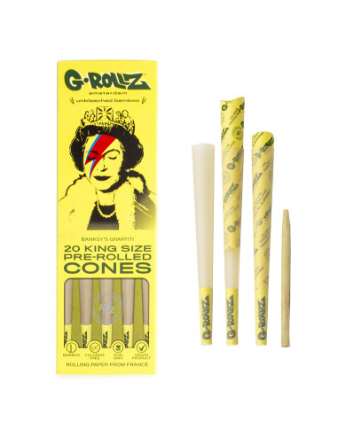 Bibułki Cones G-Rollz Banksy Bamboo 20 szt. gotowe skręcone