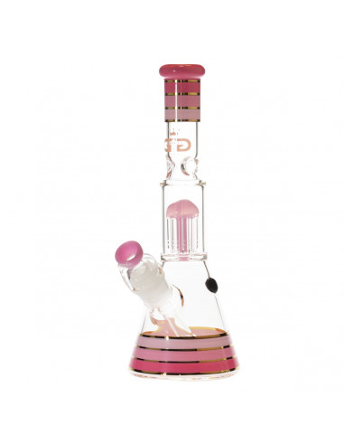 Bong with diffuser Grace Glass Golden Line Pink, height 32 cm
