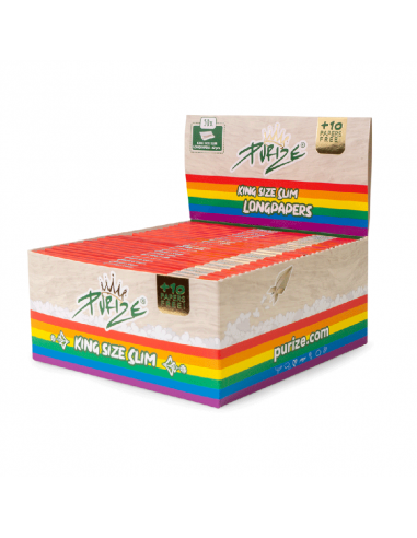 Bibułki Purize Rainbow King Size Slim 32+10 gratis BOX 50 szt.