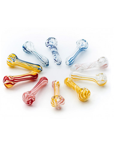 Spoon glass pipe, length 11 cm, mix of colors
