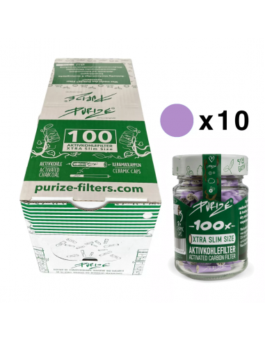 Purize XTRA Slim BOX carbon filters 10 x 100 pcs. LILAC