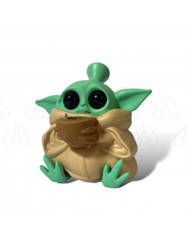 Silicone bong Baby Yoda height 12.3 cm glass bowl