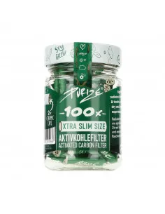 Filtry z aktywnym węglem Purize XTRA Slim 100 szt. w słoiku ZIELONE