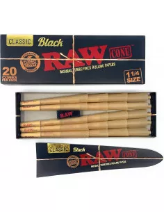 RAW Cone Black Skręcone bibułki cones 1 1/4 20 szt. 2