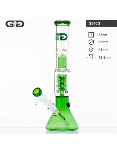 GG BEAKER BONG GREEN Spiral Diffuser Grace glass 35 cm icebong