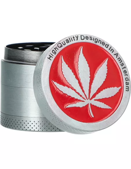 Młynek do suszu LIŚĆ 4 części średnica 38 mm metalowy RED