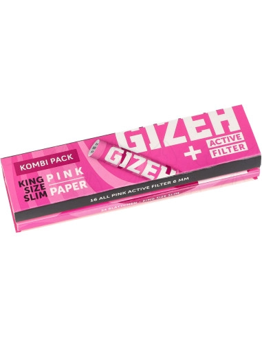Bletki GIZEH Pink KS Slim + filterki węglowe Kombi Pack