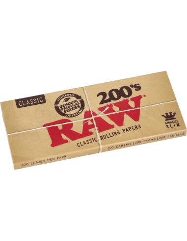 Bibułki RAW Classic 200's King Size Slim brązowe