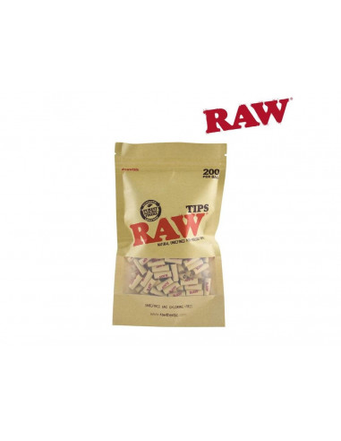 RAW PRE ROLLED TIPS 200 ready-made twisted filters for UNREFINED joints