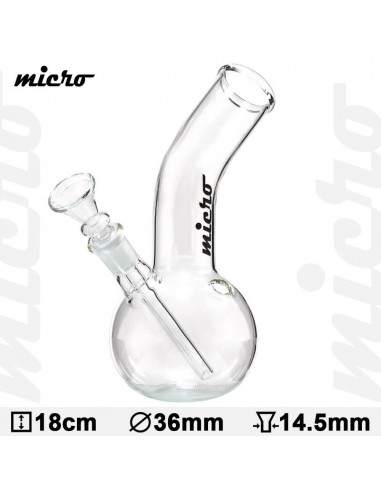 Micro Glass Bong klasyczna fajka wodna 14.5 mm wys. 18 cm