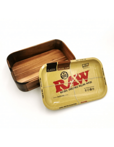 RAW Wooden Cache Box 2 in 1 bamboo storage box with tray