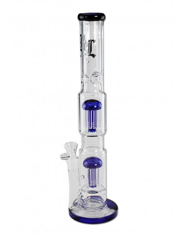 Ice bong with filtration Black Leaf 2x10-Arm Tree Percolator, height 48 cm, blue