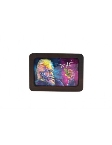 Joint tray V SYNDICATE Holographic illustration EINSTEIN 3D + wood SMALL