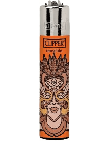 Clipper lighter LEAVES WORLD pattern 1 orange