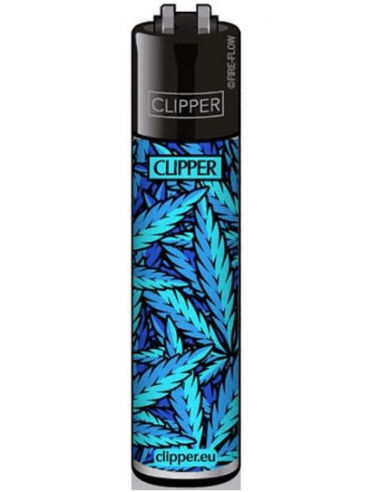 Clipper lighter LEAVES pattern blue
