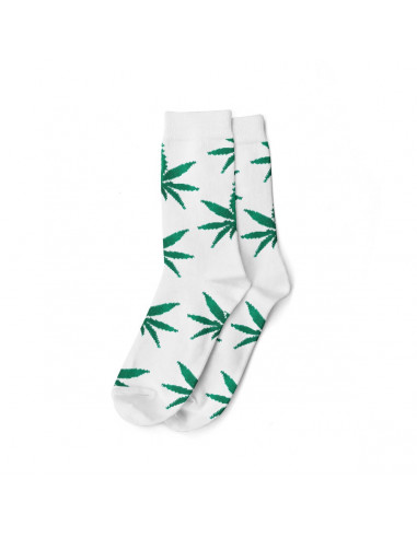 Skarpety męskie Cannabis Leaves Liście MJ rozm. 40-45 białe zielone liście